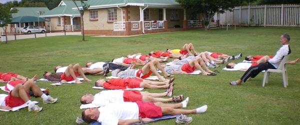 Das Team beim Mentaltraining vor dem Australien-Spiel. Foto: Heimpel